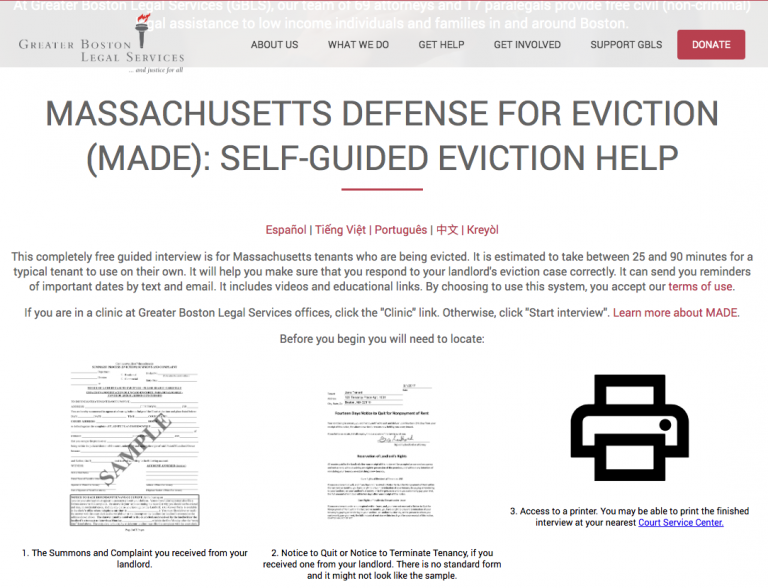 Online Legal SelfHelp in Boston Eviction Innovation