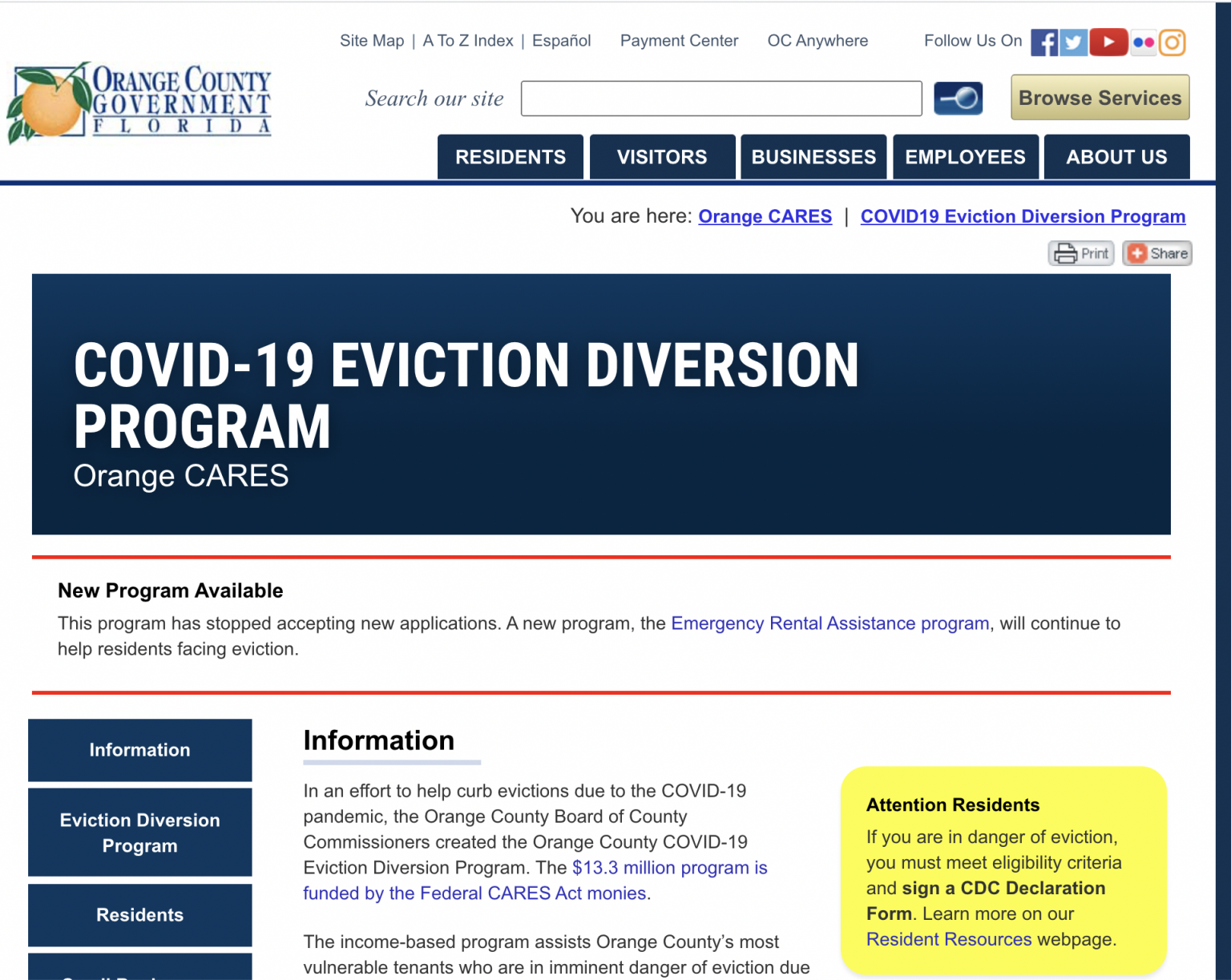 Orange County, Florida eviction diversion program Eviction Innovation