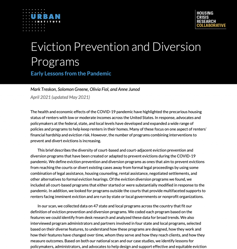 Eviction Diversion Programs – Eviction Innovation